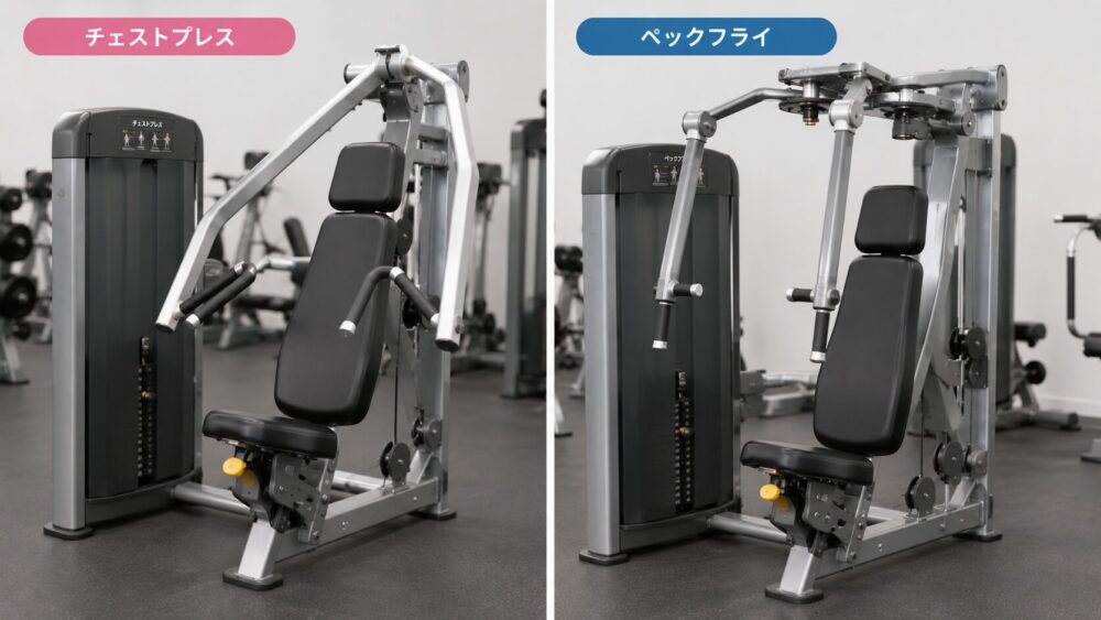 チェストプレスとペックフライ