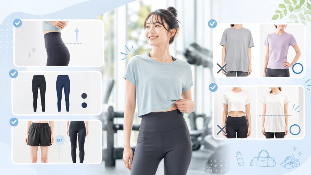 女性がジムで着る服を決めている